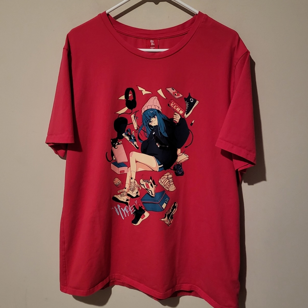 BiBisama Anime Japanese Girl Hype Sneaker Collection T-Shirt - Size XXL - Pink
